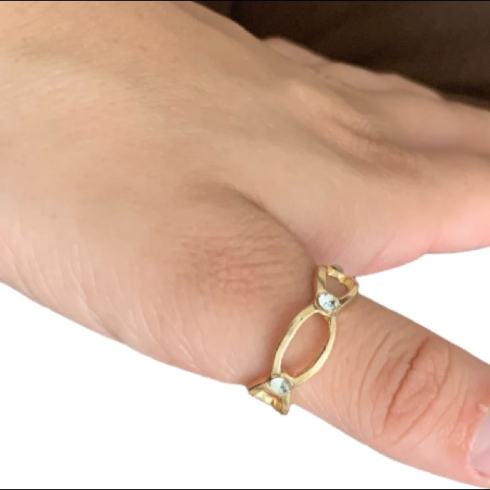 3/30💙 Gold Key Link Rhinestone Ring - Picture 2 of 2